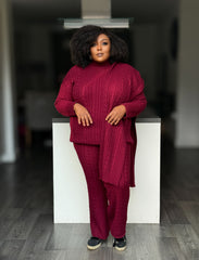 New Connection Knit Set BURGUNDY