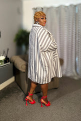 Striped Elegance Cocoon Jacket